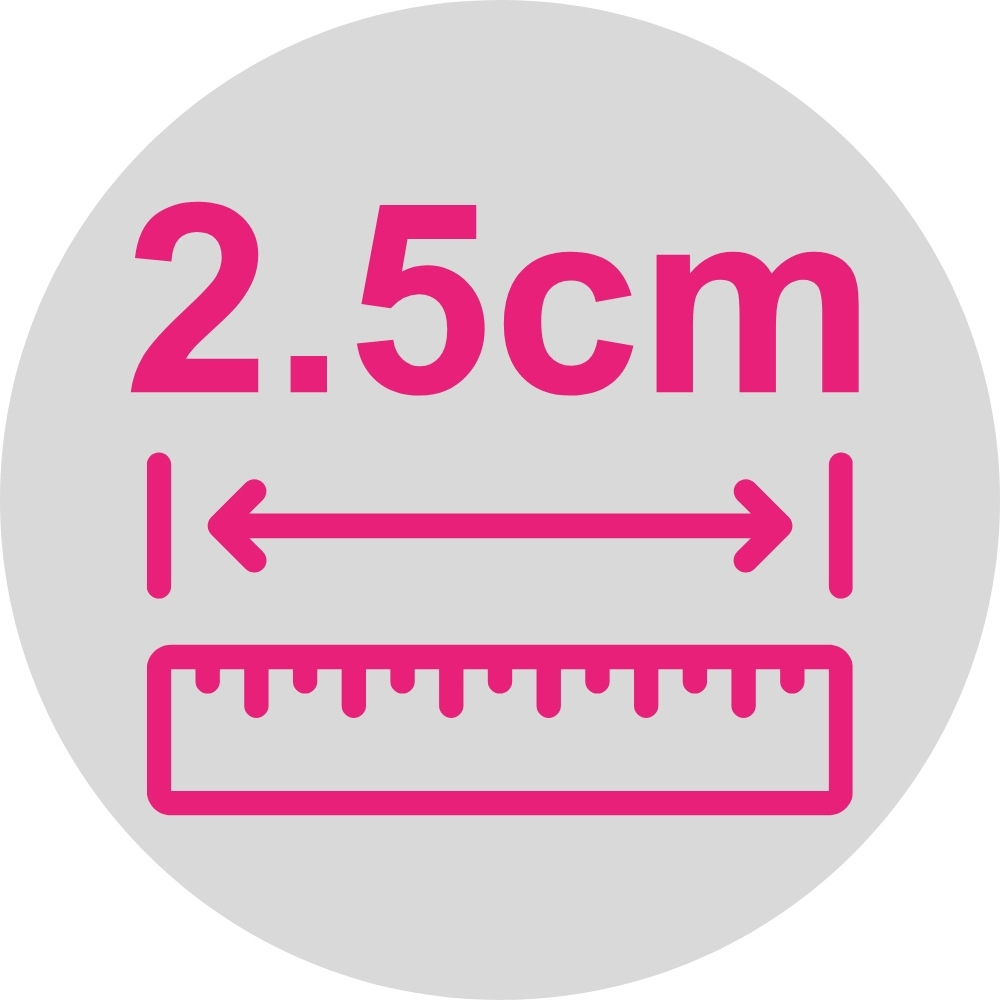 2,5 cm diameter